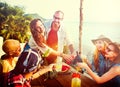 Beach Party Dinner Friendship Happiness Summer Concept