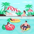 Beach party flat color vector illustration Royalty Free Stock Photo