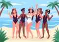 Beach party flat color vector illustration Royalty Free Stock Photo