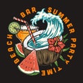 Beach party logotype vintage colorful