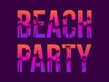 Beach party poster with palm trees on a sunset. Palm trees inside letters. Gradient tropical palms. Summer time. Design for Royalty Free Stock Photo