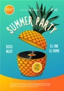 Beach party. Summer music festival. Poster with pineapple and vinyl disc. Royalty Free Stock Photo