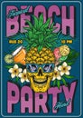 Beach party vintage colorful flyer Royalty Free Stock Photo