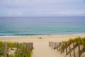 Beach Path way on sand Dune with fence access sea in Cap-Ferret ocean atlantic in France Royalty Free Stock Photo