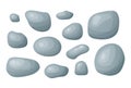 Beach pebble stone set. Hand drawn smooth stone of different shape. Organic rick from river landscape, speck shape