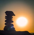 Beach pebble stones pyramid Royalty Free Stock Photo