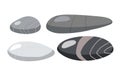 Beach pebbles set. Various shapes grey color. Modern illustration in vector. Different shapes and textures beach stones