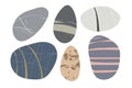 Beach pebbles shape set. Hand drawn various shapes. Modern illustration in vector. Different shapes and colors and