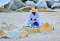 Beach Peddler Breaking at Dusk