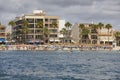 Beach and people in Mallorca. Colonia Sant Jordi. Summer. Balearic islands