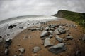 Grey landscape of stormy shore