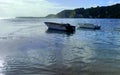beach of petit havre, le gosier, guadeloupe, with two boats Royalty Free Stock Photo