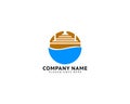 Beach Pier Dock Logo Design Vector Royalty Free Stock Photo