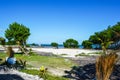Beach with Pier and Mangroves, Caye Caulker, Belize Royalty Free Stock Photo