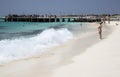 Beach and pier at Santa Maria on Sal, Cape Verde Royalty Free Stock Photo