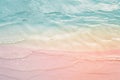 A beach with pink and blue hues is accompanied by the dramatic sight of a wave crashing onto the shore, A stripped pattern of Royalty Free Stock Photo