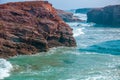 Beach Playa de Augas Santas at high tide. Spain, Europe