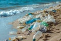 Beach Polluted With Plastic Bottles and Debris