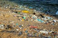 Beach polluted with plastic