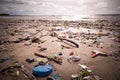 Beach polluted with plastics and waste