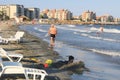 On the beach in Pomorie, Bulgaria