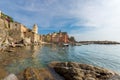 Beach and Port of the Ancient Vernazza village - Cinque Terre Liguria Italy Royalty Free Stock Photo