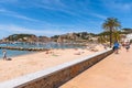 Beach in Port de Soller, Majorca seaside resort, a popular tourist destination. Baleares, Spain Royalty Free Stock Photo