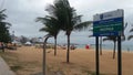 Beach Praia da Costa, beautiful sand, palm tress and sea, at Vila Velha, Espirito Santo, Brazil