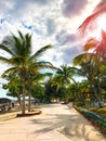 Beach Promenade on the Caribbean sea. Royalty Free Stock Photo