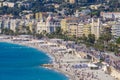 Beach and the Promenade des Anglais at French Riviera in Nice, France Royalty Free Stock Photo