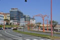 Beach promenade in La Coruna Spain