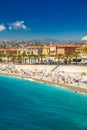 Beach promenade in old city center of Nice, French riviera, France