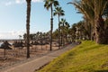 Beach promenade walkway , sidewalk near beach, Playa de Las Amer