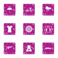 Beach promiscuity icons set, grunge style Royalty Free Stock Photo