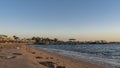 A beach on the Red Sea coast. Footprints in the sand. Royalty Free Stock Photo