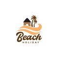 Beach with relax home holiday vintage logo design