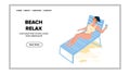 Beach Relax Woman Vacation Leisure Time Vector