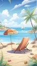Beach Relaxation illustration Artificial Intelligence artwork generated
