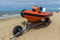 Beach rescue boat on trailer