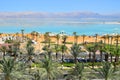 beach at the resort Ein Bokek  Dead Sea  Israel Royalty Free Stock Photo