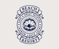 Beach resort logo with shell Royalty Free Stock Photo