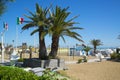 The beach at the resort of Rimini, Italy Royalty Free Stock Photo