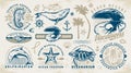 Beach resort set emblems colorful Royalty Free Stock Photo