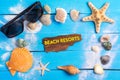 Beach resorts text with summer settings concept Royalty Free Stock Photo