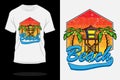 Beach retro vintage t shirt design