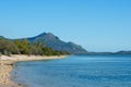 Beach of Riviere Noire with Le Morne peninsula, West Coast, Mauritius Royalty Free Stock Photo