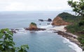 Beach and rock in Machalilla National Park - Puerto Lopez - Ecuador Royalty Free Stock Photo