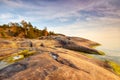 Beach rock in summer evening