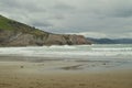 Beach With Rocks Composed Of Fossil Records With Formations Of The Flysch Type Of The Paleocene Geopark Basque Route UNESCO. Shoot Royalty Free Stock Photo