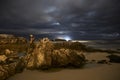 Beach with rocks in Playa de Ris, Noja, Spain